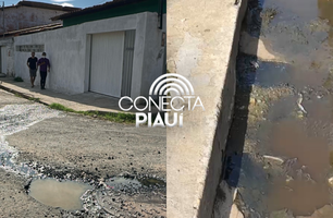 Moradores do Bairro São Pedro Reclama de Buraco com Vazamento de Esgoto em Teresina (Foto: Conecta Piauí)