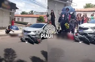 Mulher morre e duas jovens ficam feridas em colisão entre moto e carro em Teresina (Foto: Reprodução/Whatsapp)