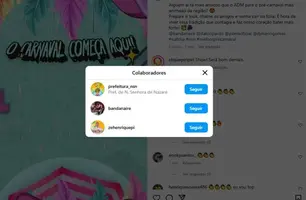 o perfil pessoal do prefeito (@zehenriquepi) foi marcado como colaborador, vinculando sua imagem a eventos oficiais (Foto: Reprodução)