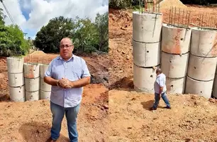 Prefeito Amiltinho acompanha início da construção de ponte em Gilbués (Foto: Reprodução)