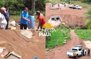 Prefeito de Parnarama visita obra de implantação de bueiros no Sítio Novo (Foto: Reprodução)