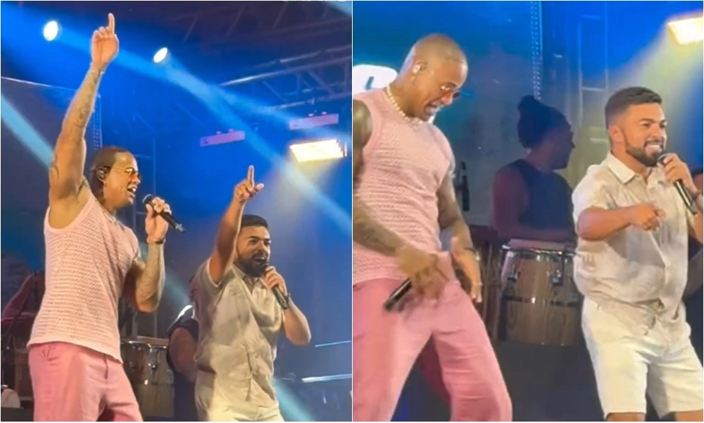 Prefeito Jesse James canta novo hit de Leo Santana no palco do GuadaFolia