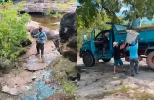 Prefeitura de Alto Longá realiza limpeza e manutenção na Cachoeira da Campeira (Foto: Reprodução)
