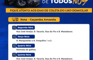 Prefeitura de Miguel Alves divulga cronograma de coleta de lixo (Foto: Reprodução)