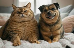 Sobrepeso em cães e gatos pode reduzir expectativa de vida e causar doenças (Foto: Imagem gerada por IA) Sobrepeso em cães e gatos pode reduzir expectativa de vida e causar doenças (Foto: Imagem gerada por IA)