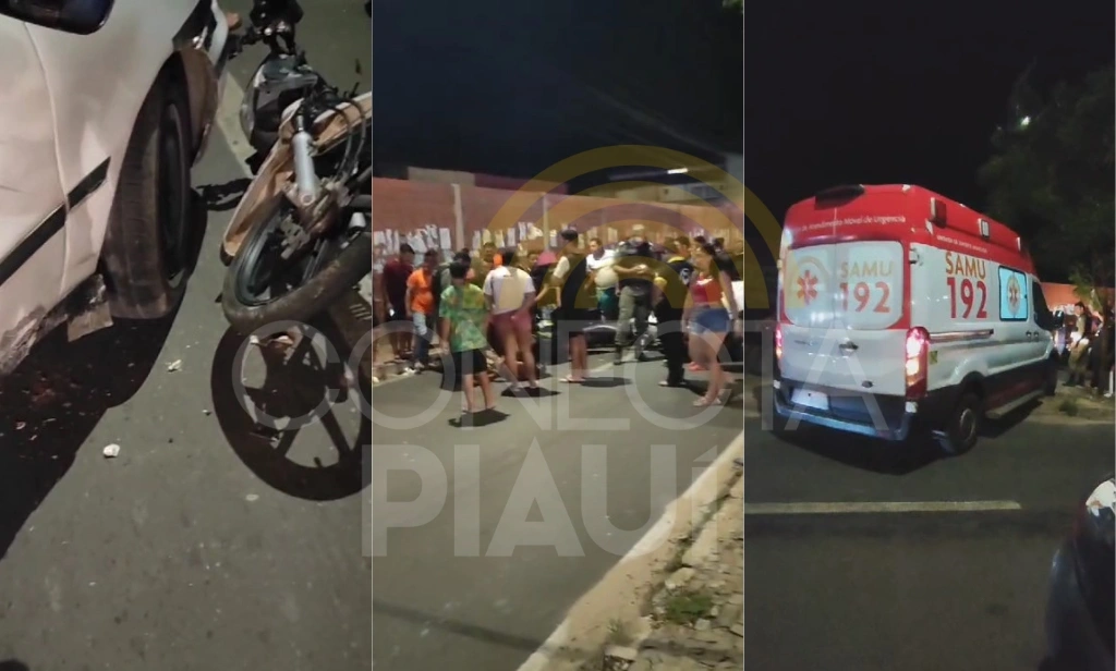 Acidente entre carro e motocicleta deixa entregador de delivery ferido em Teresina