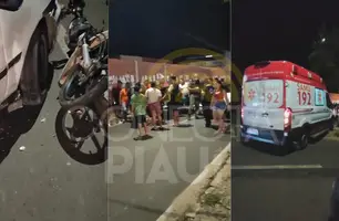 Acidente entre carro e motocicleta deixa entregador de delivery ferido em Teresina (Foto: Repórter 12/Conecta Piauí)