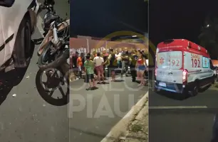 Acidente entre carro e motocicleta deixa entregador de delivery ferido em Teresina (Foto: Repórter 12/Conecta Piauí)