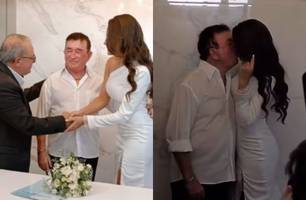 Amado Batista oficializa casamento com Calita Franciele, 50 anos mais nova (Foto: Reprodução)