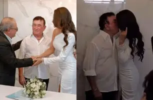 Amado Batista oficializa casamento com Calita Franciele, 50 anos mais nova (Foto: Reprodução)