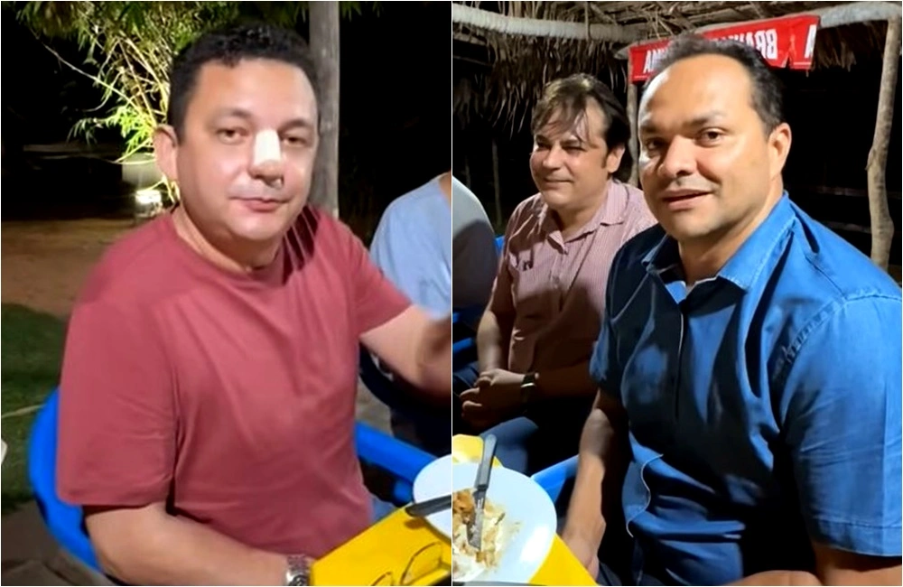Deputado Hélio Rodrigues, ex-prefeito Roger Linhares e o prefeito Pedro Gomes