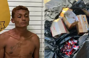 Funcionários rendem suspeito de furtar produtos de churrascaria em Parnaíba (Foto: Divulgação/Polícia Civil)