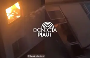Homem se pendura em janela durante incêndio em Balneário Camboriú; veja o vídeo (Foto: Reprodução)