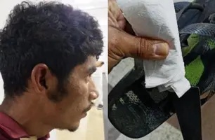 Jonas Silva dos Santos, de 22 anos, e arma apreendida (Foto: Reprodução)