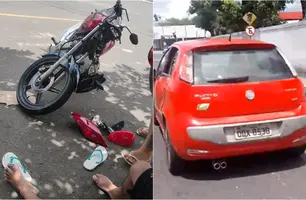 Motorista foge após atropelar motociclista na Av. Vilmary, em Teresina (Foto: Reprodução)