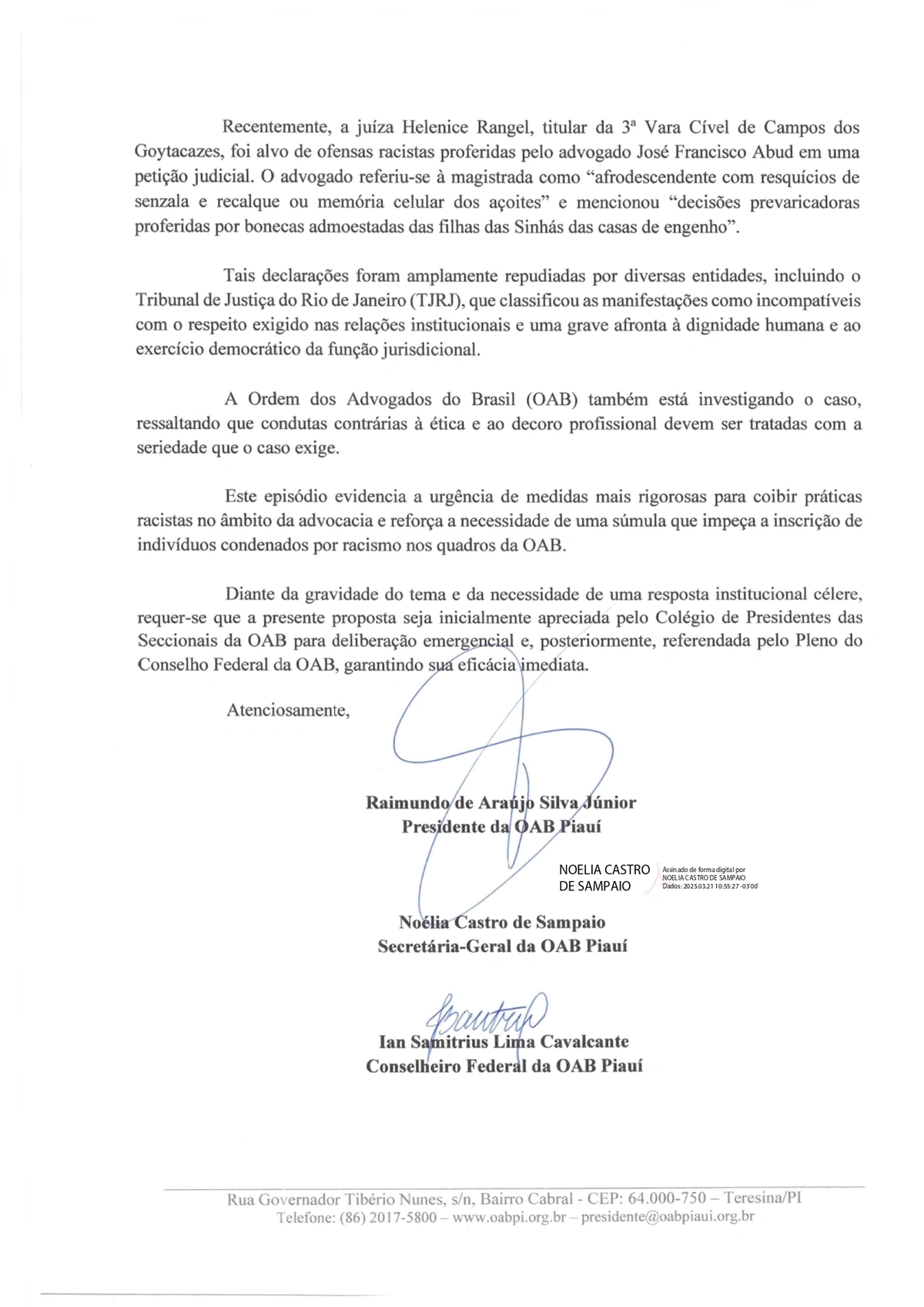 Ofício da OAB-PI