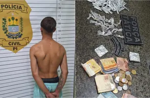 Polícia Militar prende suspeito de tráfico e apreende drogas em Parnaíba (Foto: Reprodução)
