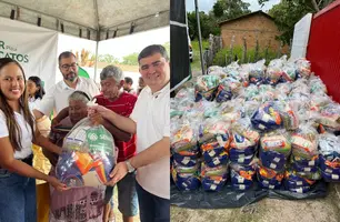 Prefeita Karyne do Rodrigão distribui cestas básicas em Cocal de Telha (Foto: Reprodução)