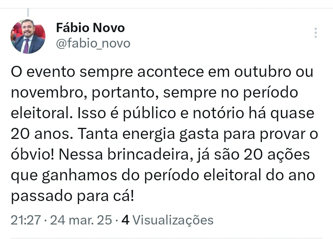 Publicação do Dep. Fábio Novo