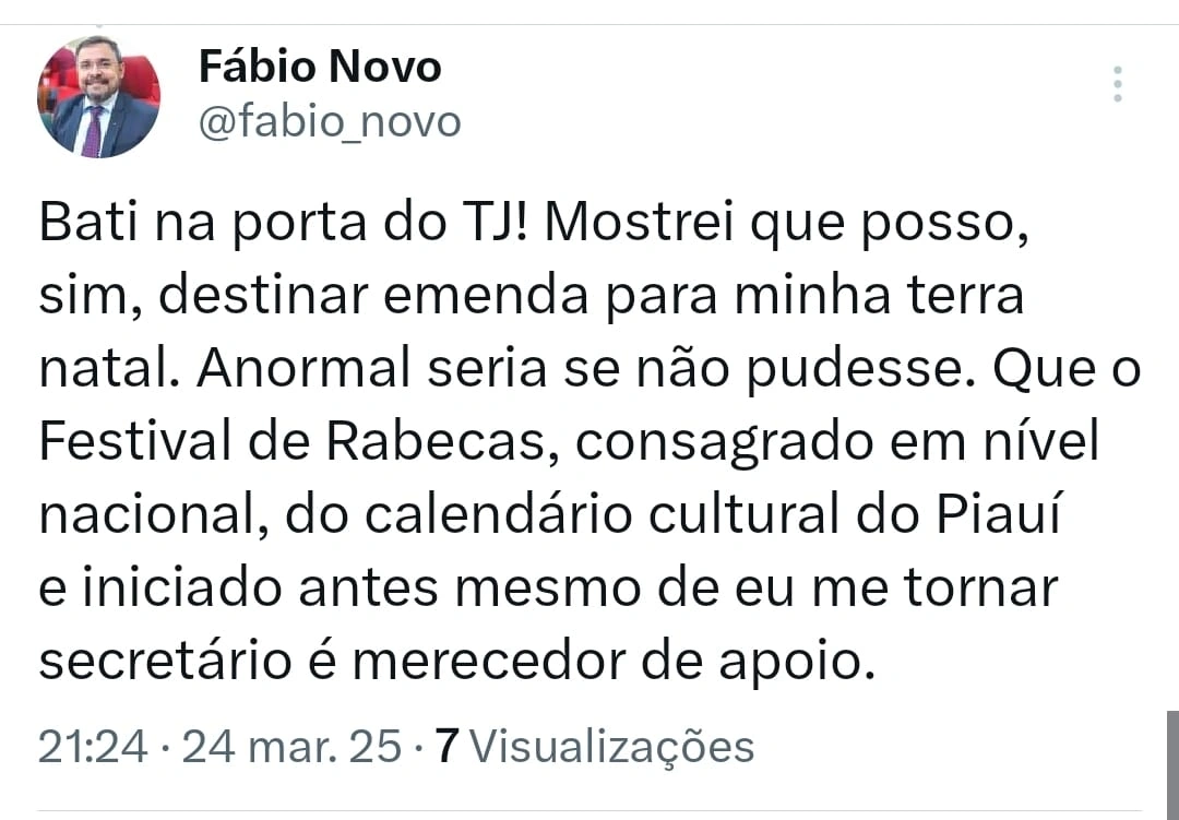 Publicação do Dep. Fábio Novo