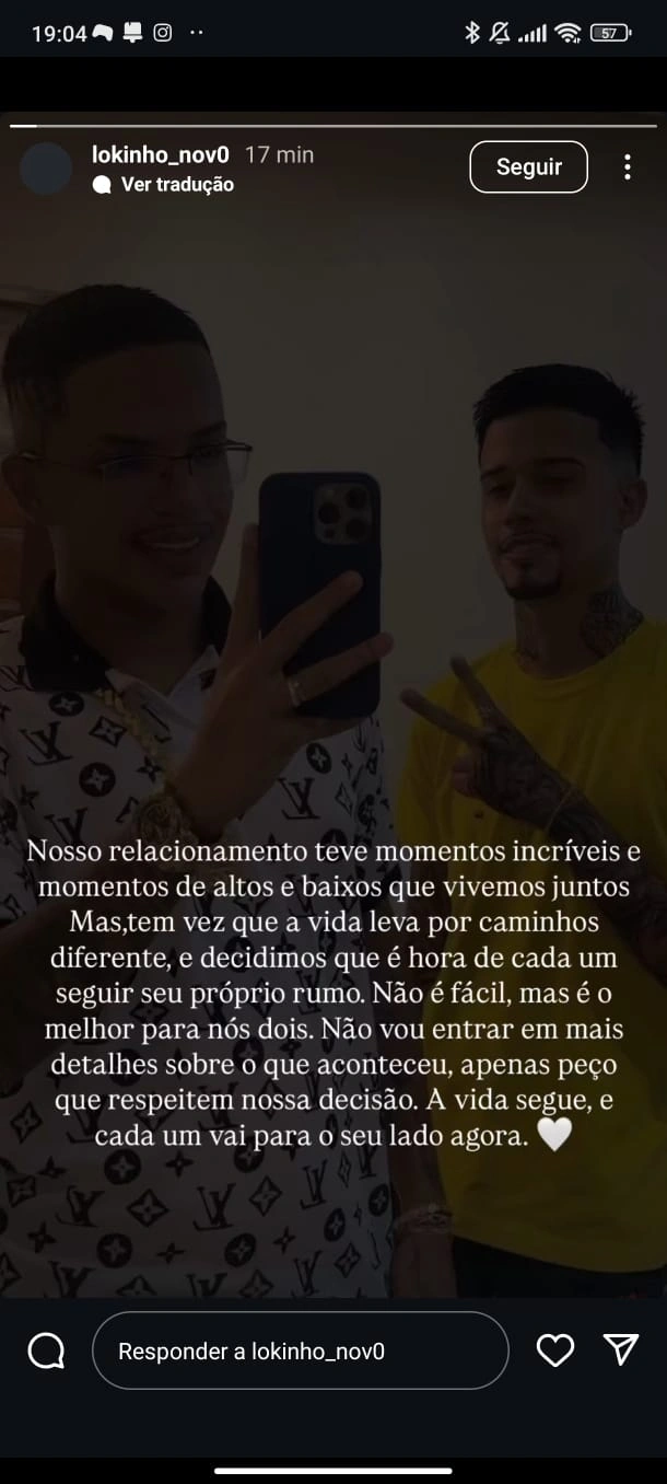 Publicação feita por Lokinho no Instagram