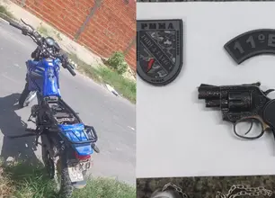 Suspeito de violência doméstica é preso com moto roubada e simulacro em Timon