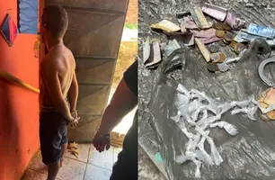 Suspeito preso e material apreendido (Foto: SSP-PI)