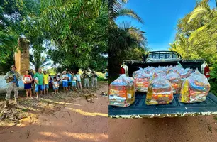 BEPI distribui cestas básicas a mais de 100 famílias na zona rural de Teresina (Foto: Reprodução)