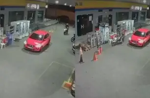 Câmera de segurança registra assalto a posto de combustíveis na zona sul de Teresina (Foto: Reprodução)