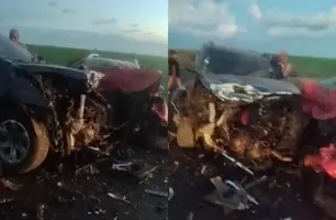 Colisão frontal entre caminhonetes deixa três mortos no Piauí (Foto: Reprodução)