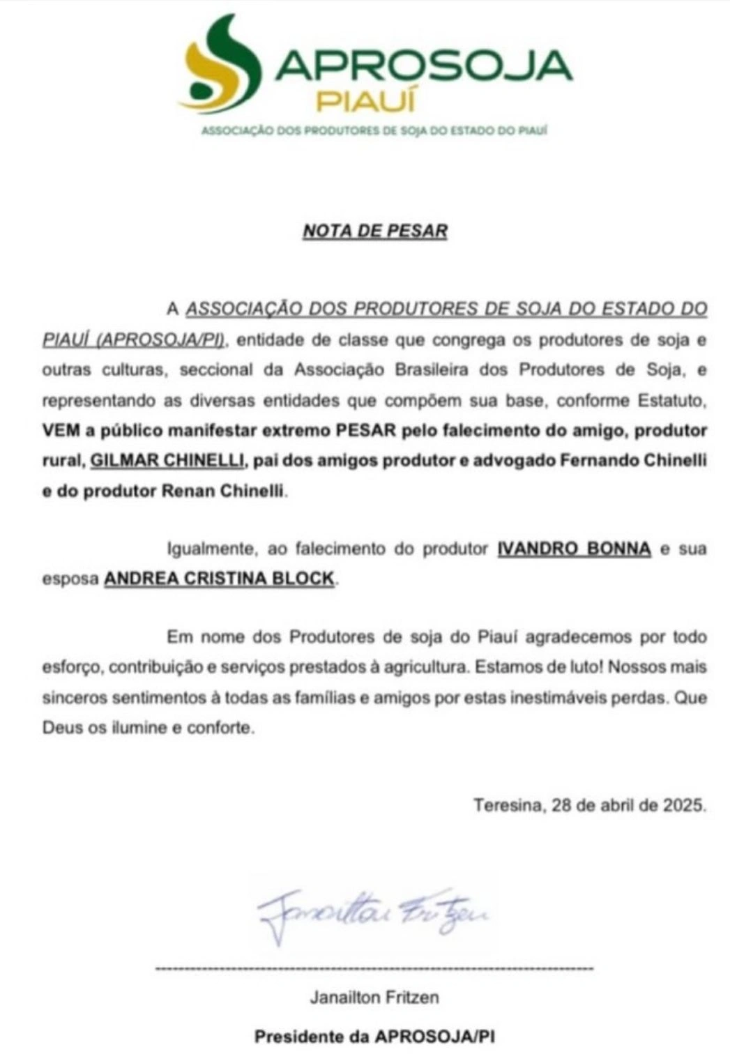 Empresários do agronegócio piauiense estão entre mortos em acidente em Uruçuí