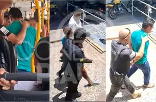 Homem é preso em flagrante após agredir mulher dentro de ônibus em Teresina (Foto: Reprodução)