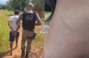 Homem tenta matar ex-mulher com facada no pescoço e é preso no interior do Piauí (Foto: Repórter 12/Conecta Piauí)
