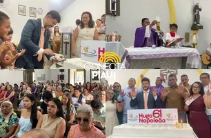 Hugo Napoleão comemora 61 anos de emancipação política com missa e corte do bolo (Foto: Portal R10)