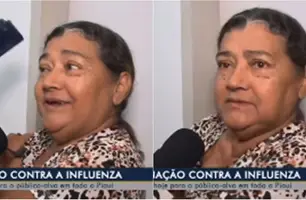 Moradora de Demerval Lobão rouba a cena em reportagem sobre vacinação (Foto: Reprodução/Tv Globo)