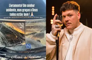 Ônibus com equipe do cantor Ferrugem sofre acidente na BR-290 após show no RS (Foto: Reprodução)