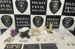 Polícia apreende arma e drogas durante operação em Timon (Foto: Divulgação/PCMA)