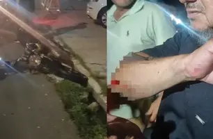 Policial fica ferido após cair em buraco aberto pela Águas de Teresina (Foto: Conecta Piauí)