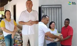 Prefeito Nestor Elvas entrega oito toneladas de alimentos em Bom Jesus (Foto: Reprodução)