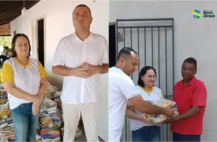 Prefeito Nestor Elvas entrega oito toneladas de alimentos em Bom Jesus (Foto: Reprodução)