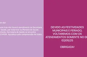 Secretaria de Saúde de Coivaras só vai voltar a funcionar em maio por conta de festividades (Foto: Reprodução)