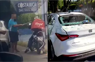 Taxista tem veículo destruído por entregadores após briga com facão em Teresina (Foto: Reprodução)