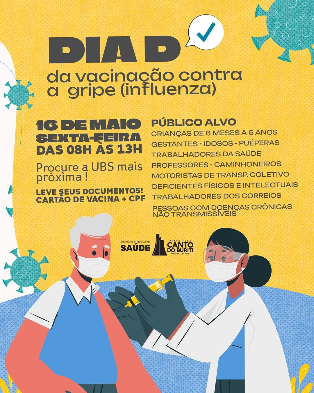 Canto do Buriti realiza Dia D de vacinação contra a gripe nesta sexta-feira (16)