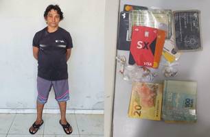 'Coisinha' é preso suspeito de esconder drogas em calha de telhado em Parnaíba (Foto: Divulgação/PMPI)