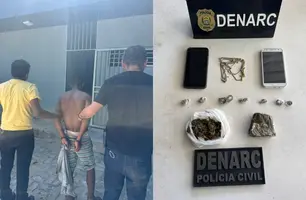 Denarc prende homem com maconha na 'Boca da Lúcia', zona Sul de Teresina (Foto: Divulgação/DENARC)