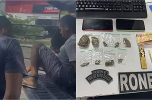 Dupla é capturada com drogas e dinheiro na zona Norte da capital (Foto: Reprodução)
