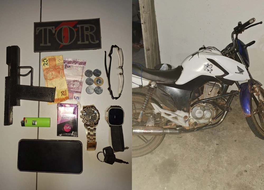 Dupla é presa com arma artesanal após perseguição na zona Rural de Teresina