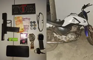 Dupla é presa com arma artesanal após perseguição na zona Rural de Teresina (Foto: Divulgação/PMPI)