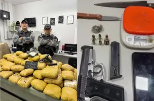 Dupla é presa com grande quantidade de drogas e arma de fogo em Floriano (Foto: Divulgação/PMPI)
