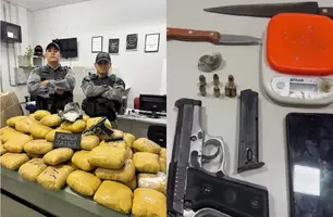Dupla é presa com grande quantidade de drogas e arma de fogo em Floriano (Foto: Divulgação/PMPI)